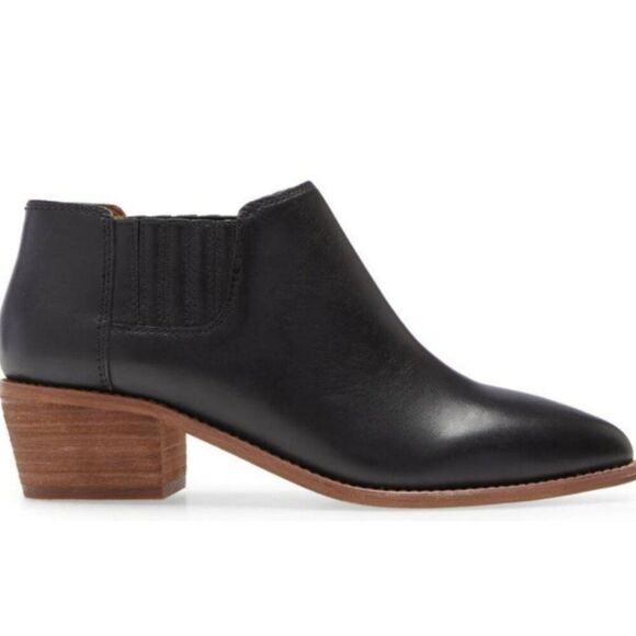 Madewell Sonia Low Leather Chelsea Booties Black Size 7 - Picture 1 of 14
